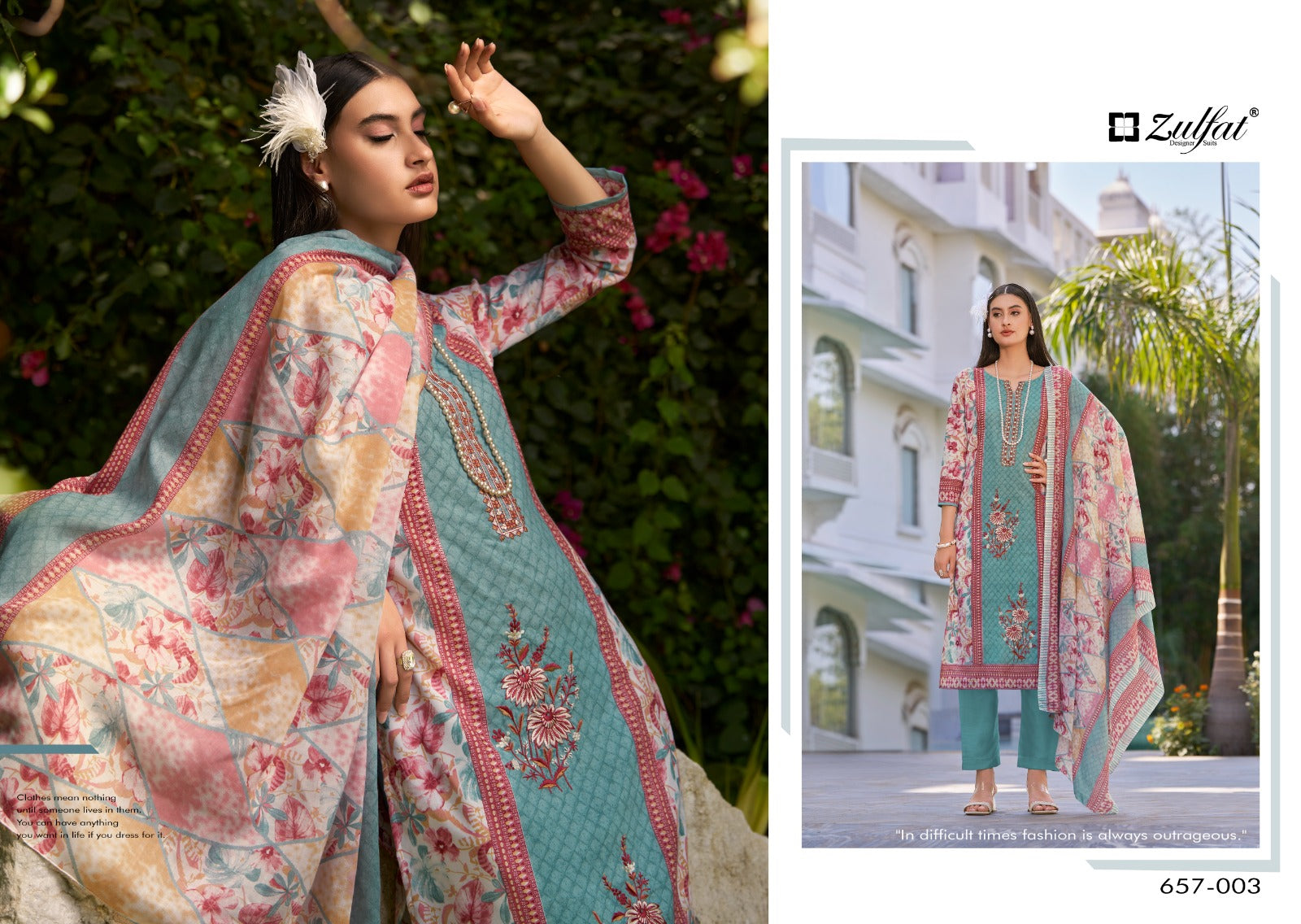 Venisha Zulfat Designer Pure Cotton Karachi Salwar Suits Exporter Ahmedabad