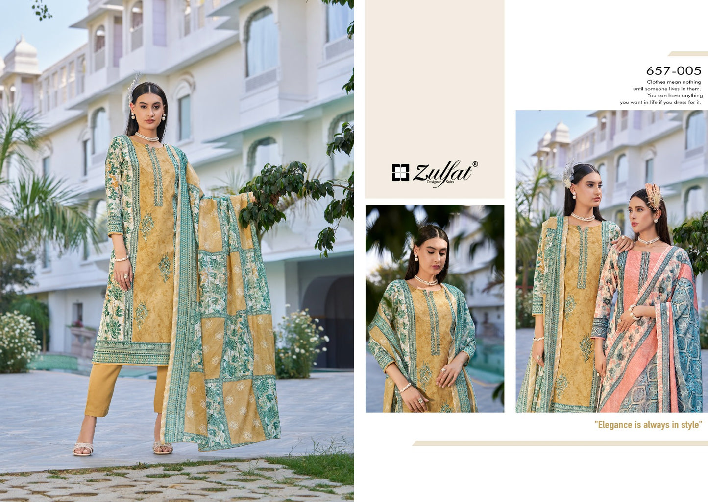 Venisha Zulfat Designer Pure Cotton Karachi Salwar Suits Exporter Ahmedabad