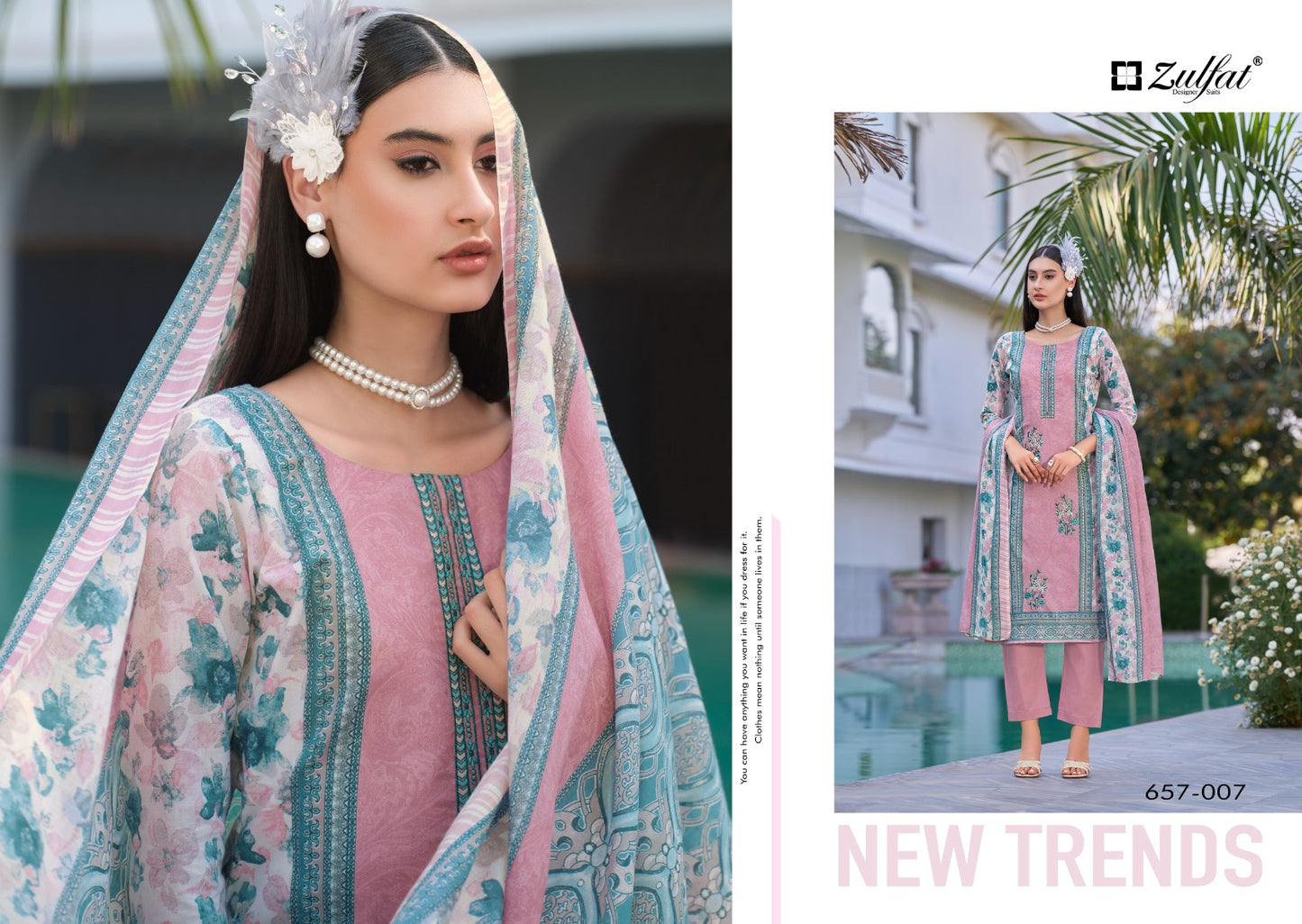 Venisha Zulfat Designer Pure Cotton Karachi Salwar Suits Exporter Ahmedabad