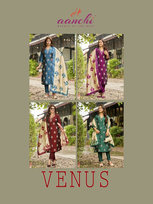 Venus Aanchi Rangila Silk Readymade Pant Style Suits Supplier Gujarat