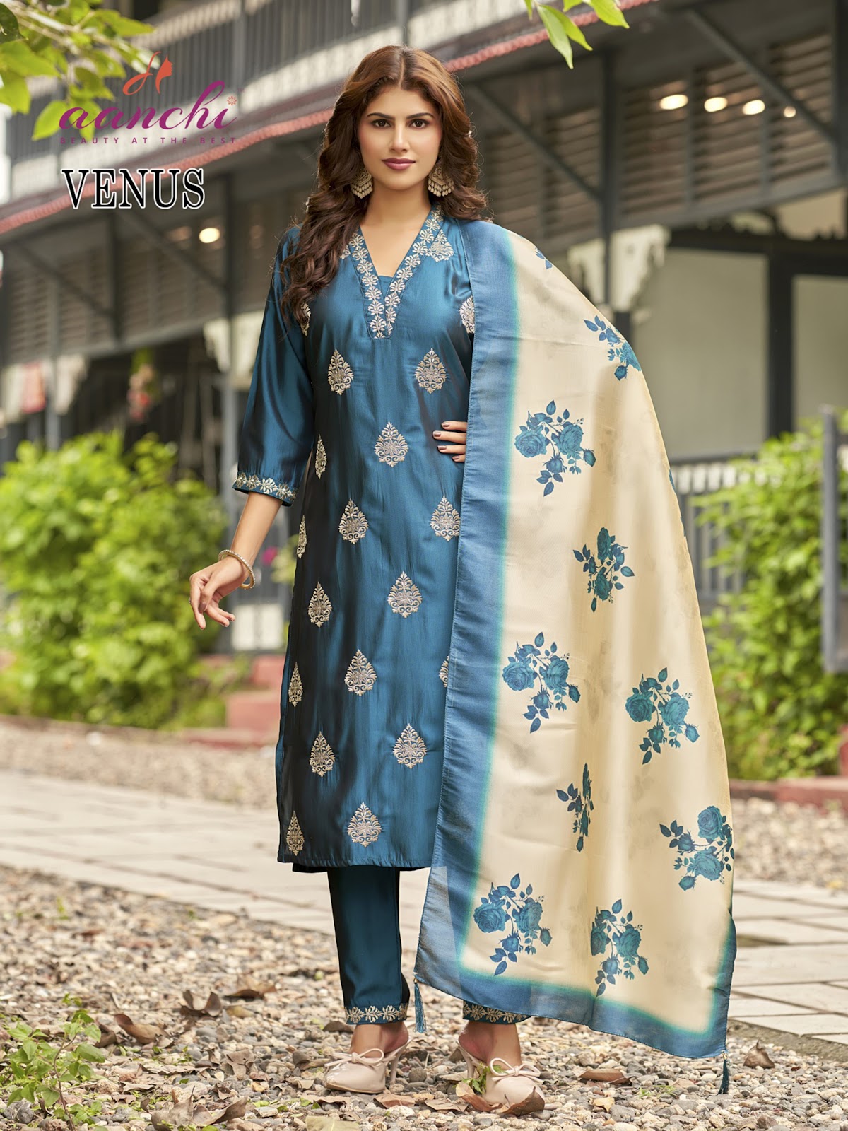 Venus Aanchi Rangila Silk Readymade Pant Style Suits Supplier Gujarat