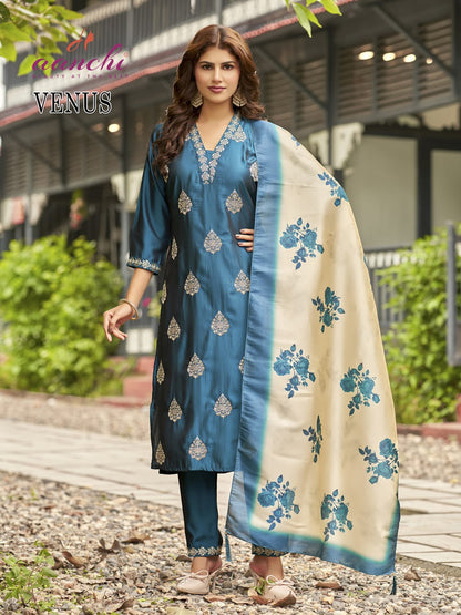 Venus Aanchi Rangila Silk Readymade Pant Style Suits Supplier Gujarat