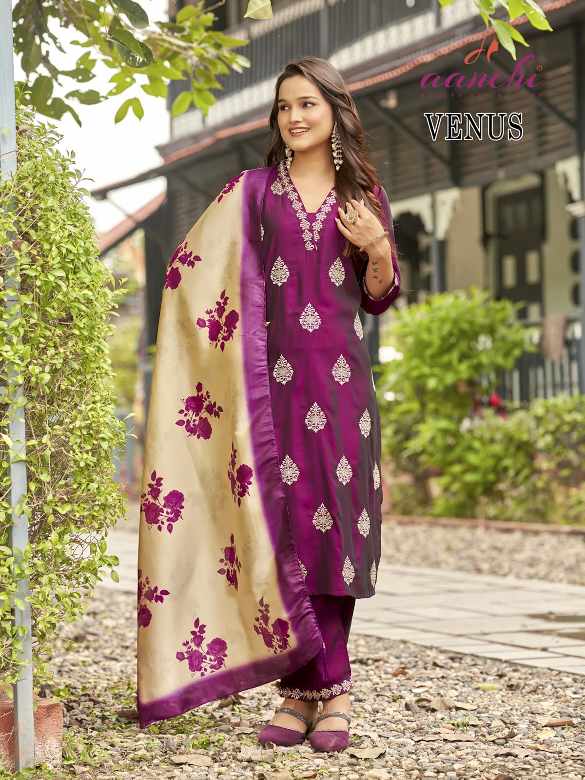Venus Aanchi Rangila Silk Readymade Pant Style Suits Supplier Gujarat