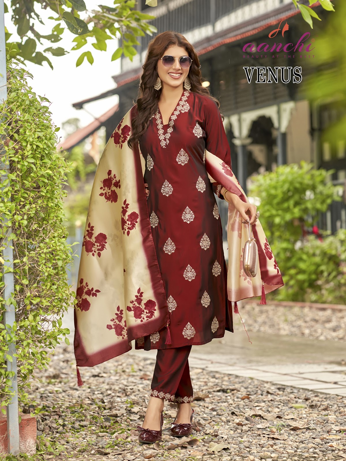 Venus Aanchi Rangila Silk Readymade Pant Style Suits Supplier Gujarat