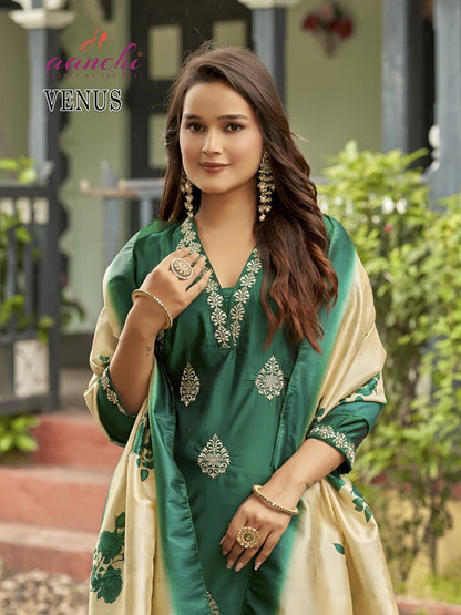 Venus Aanchi Rangila Silk Readymade Pant Style Suits Supplier Gujarat