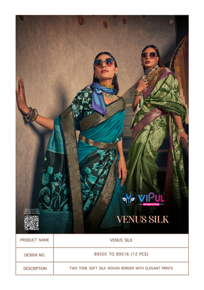 Venus Silk Vipul Two Tone Sarees Wholesale