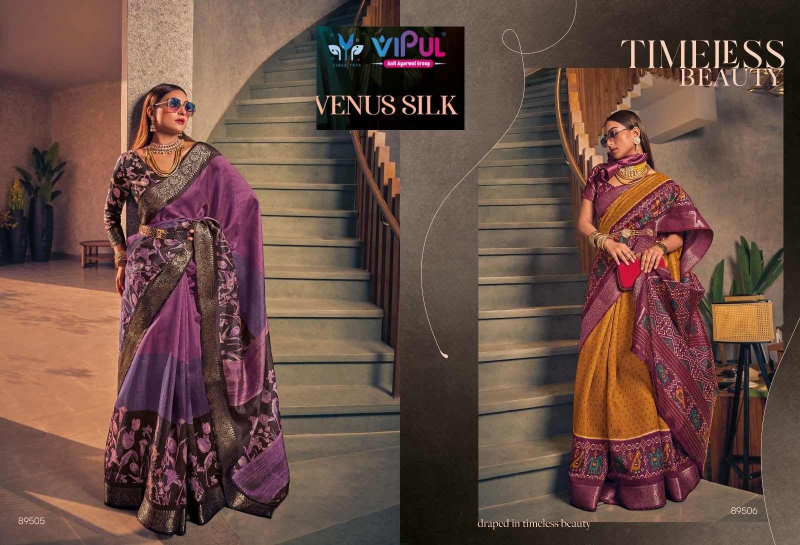 Venus Silk Vipul Two Tone Sarees Wholesale