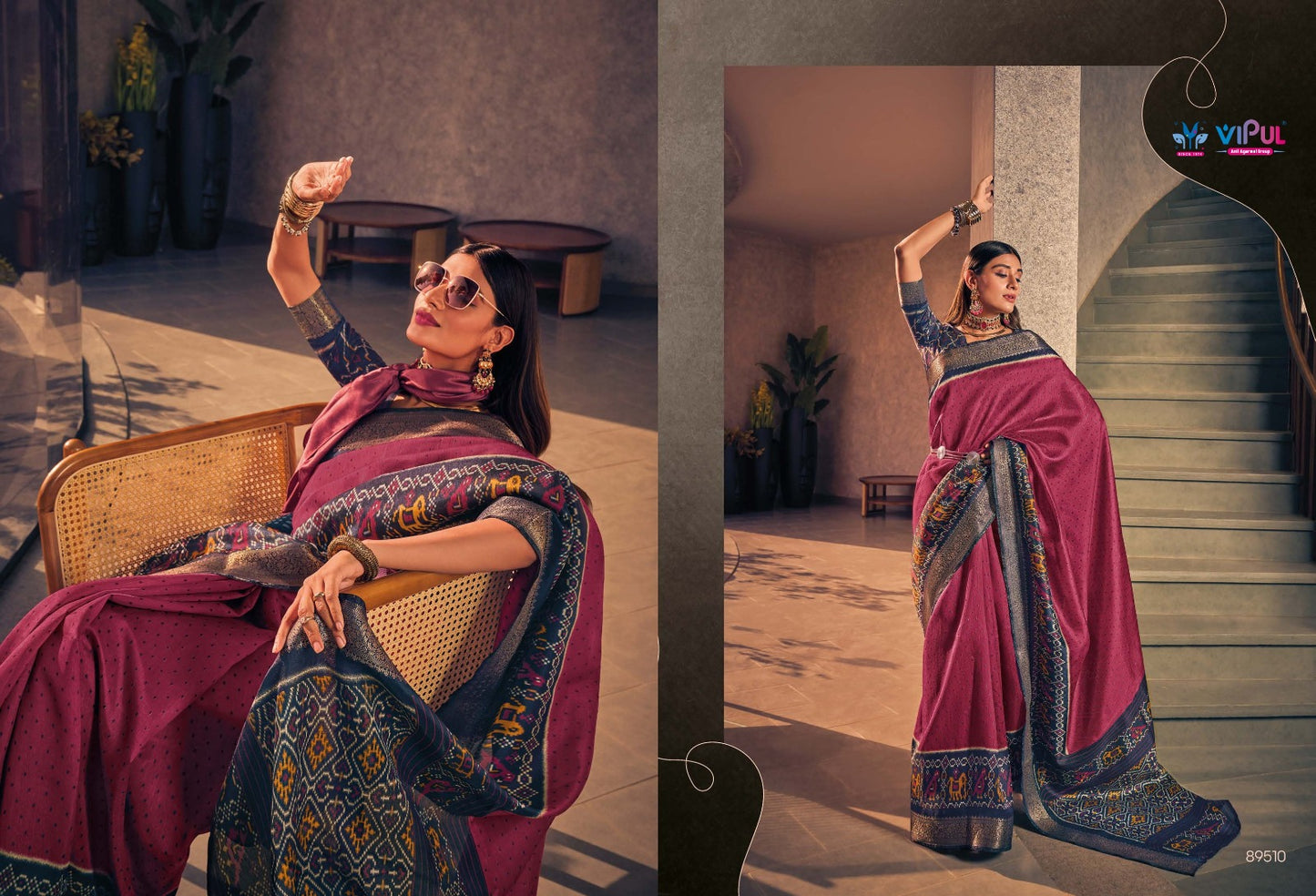 Venus Silk Vipul Two Tone Sarees Wholesale