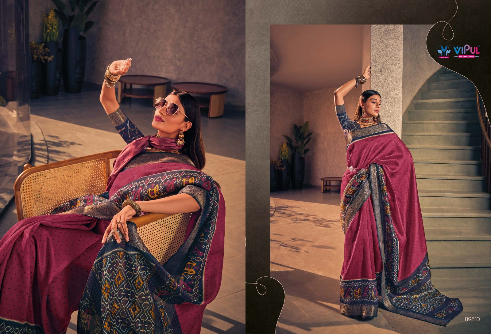 Venus Silk Vipul Two Tone Sarees Wholesale