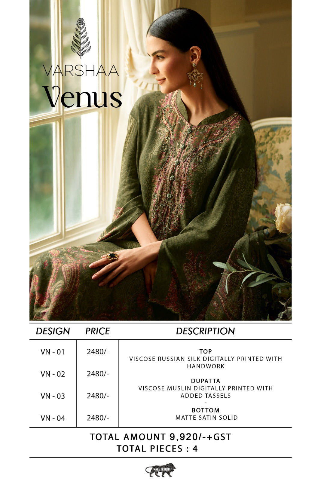Venus Varshaa Viscose Pant Style Suits Manufacturer