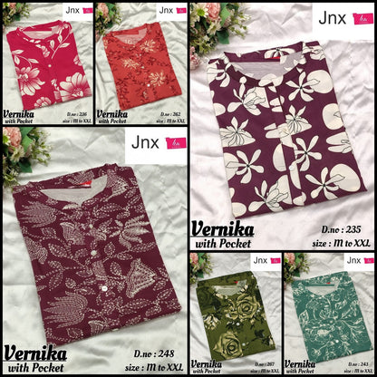 Vernika 1508 Jnx Rayon Kurti With Pocket Wholesale Rate