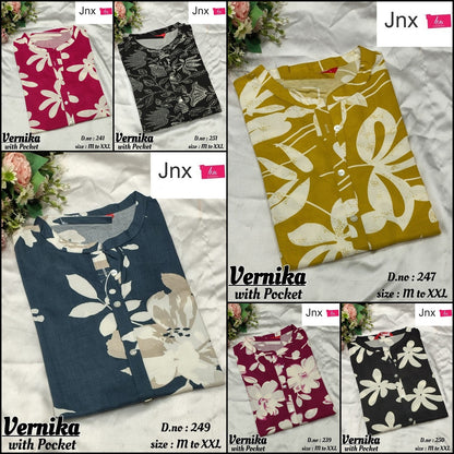 Vernika 1508 Jnx Rayon Kurti With Pocket Wholesale Rate