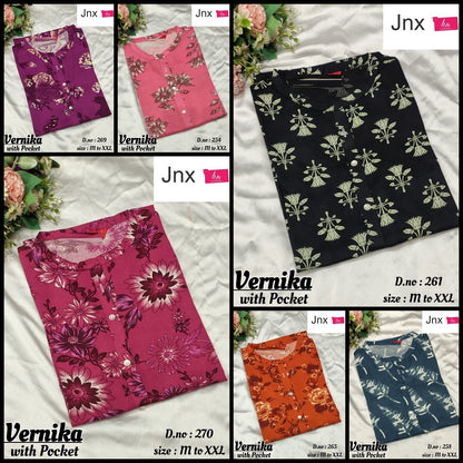 Vernika 1508 Jnx Rayon Kurti With Pocket Wholesale Rate