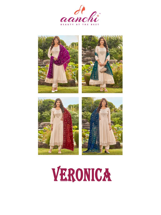 Veronica Aanchi Vichitra Silk Readymade Anarkali Suits Manufacturer Ahmedabad