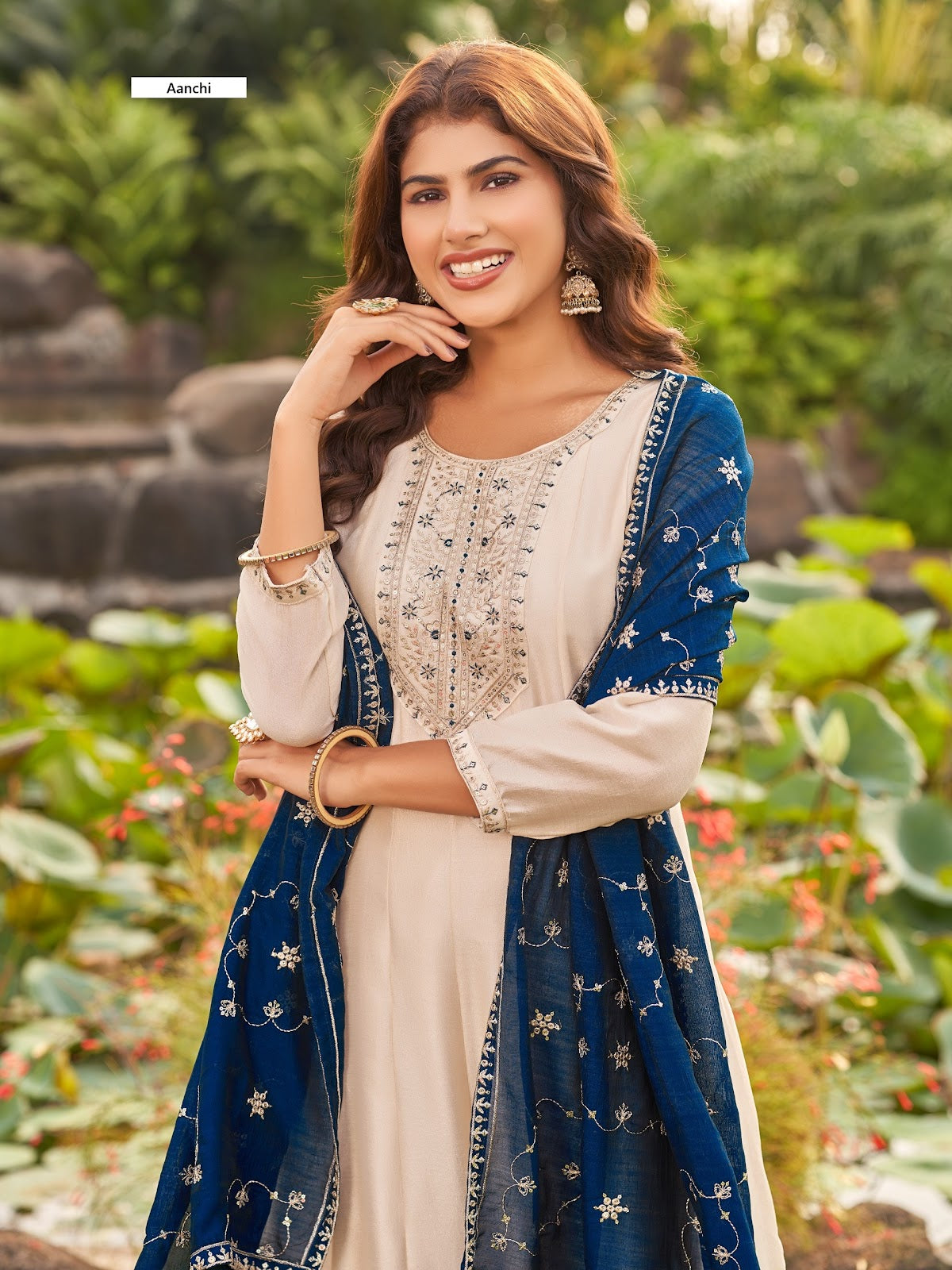 Veronica Aanchi Vichitra Silk Readymade Anarkali Suits Manufacturer Ahmedabad