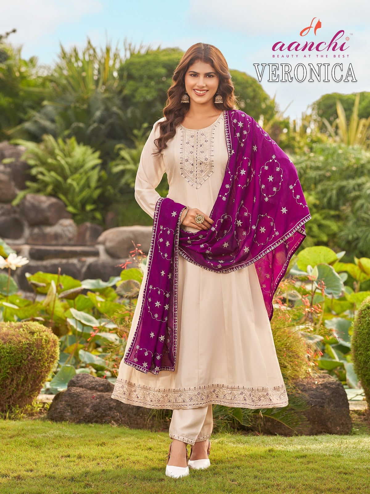 Veronica Aanchi Vichitra Silk Readymade Anarkali Suits Manufacturer Ahmedabad