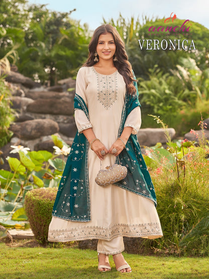 Veronica Aanchi Vichitra Silk Readymade Anarkali Suits Manufacturer Ahmedabad