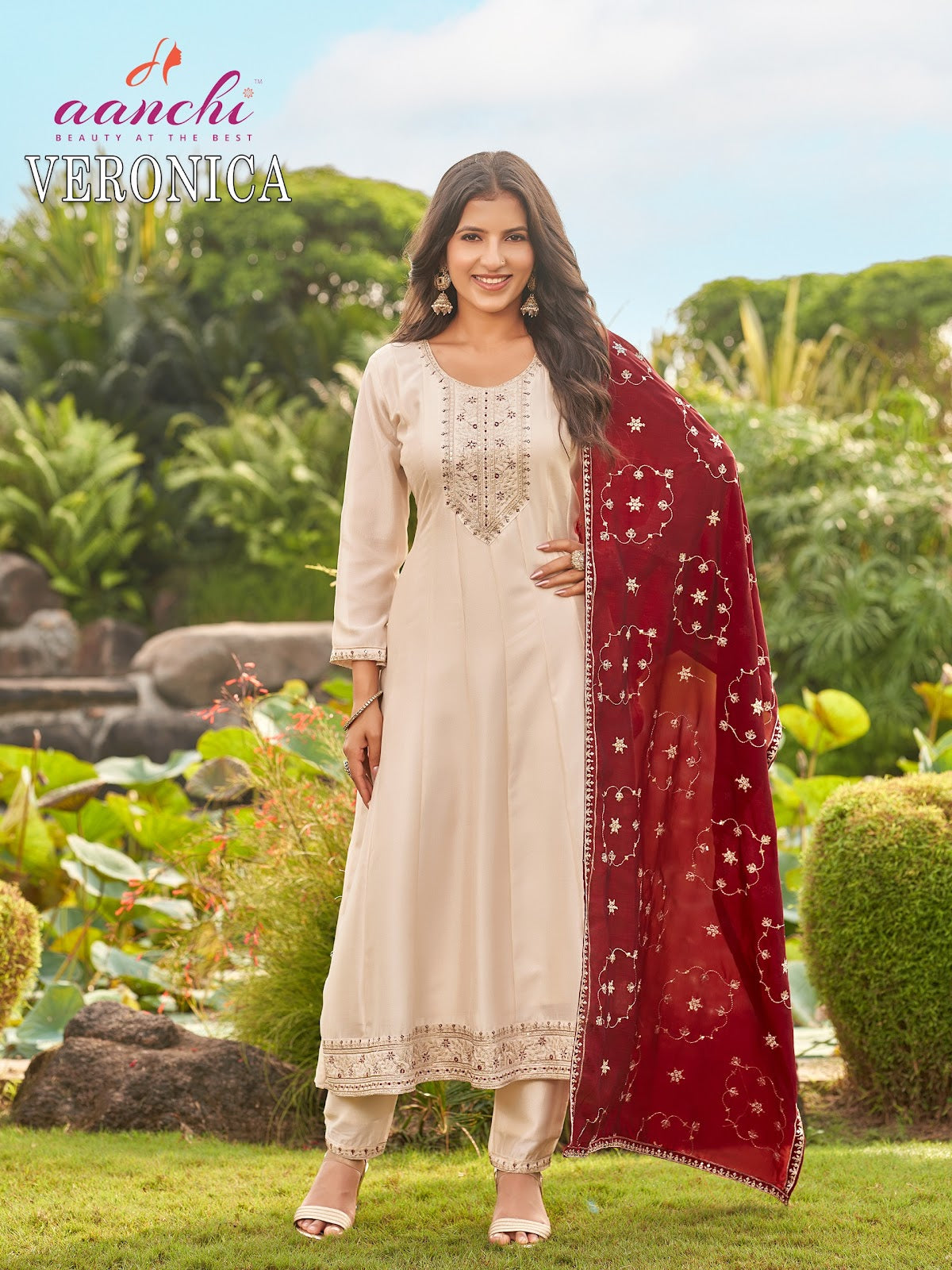 Veronica Aanchi Vichitra Silk Readymade Anarkali Suits Manufacturer Ahmedabad