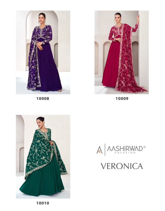 Veronica Aashirwad Creation Premium Silk Gown Dupatta Set Manufacturer Ahmedabad