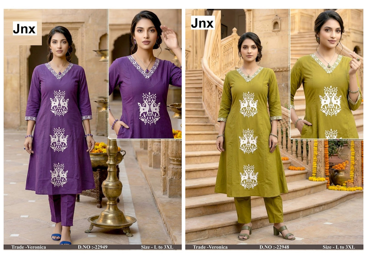 Veronica Jnx Dhabu Cotton Kurti Pant Set Exporter Ahmedabad
