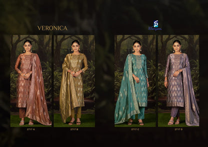 Veronica Sargam Prints Silk Jacquard Pant Style Suits Wholesale Price