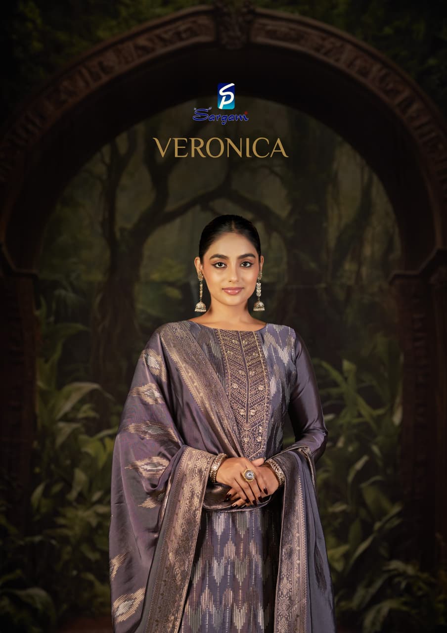 Veronica Sargam Prints Silk Jacquard Pant Style Suits Wholesale Price