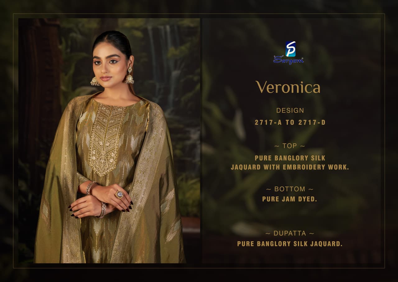 Veronica Sargam Prints Silk Jacquard Pant Style Suits Wholesale Price