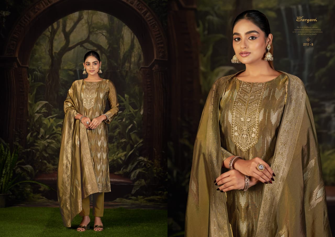 Veronica Sargam Prints Silk Jacquard Pant Style Suits Wholesale Price