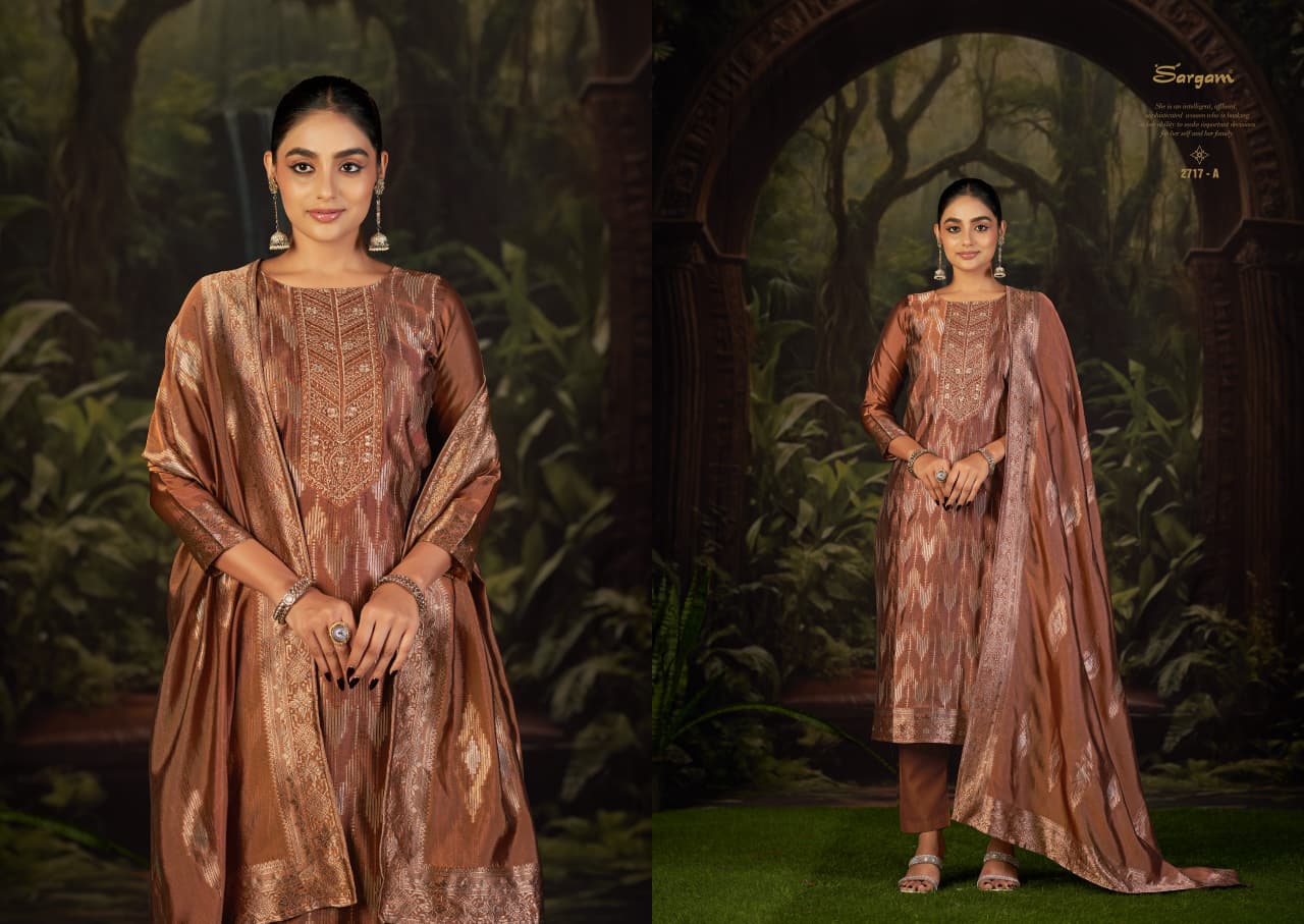 Veronica Sargam Prints Silk Jacquard Pant Style Suits Wholesale Price