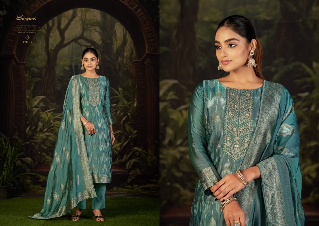 Veronica Sargam Prints Silk Jacquard Pant Style Suits Wholesale Price