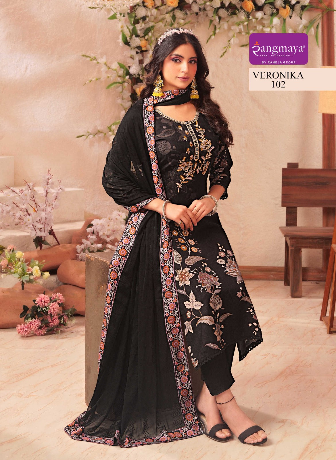 Veronika Rangmaya Muslin Readymade Pant Style Suits Manufacturer India