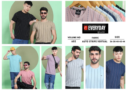 Vertical Stripe Vol 602 Everyday Knit Mens Tshirts Exporter Ahmedabad