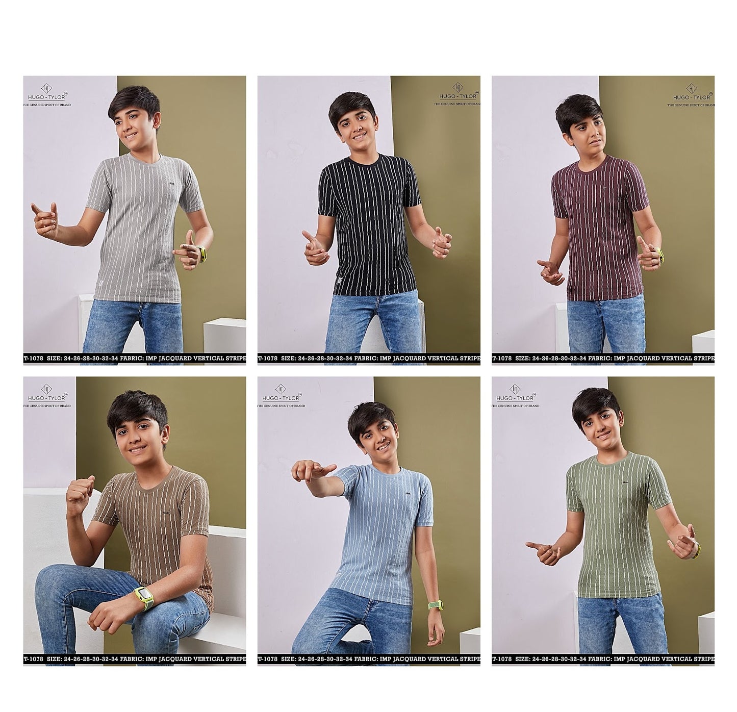 Vertical Stripes Ht 1078 Hugo Tylor Imported Boys Tshirt Supplier Ahmedabad