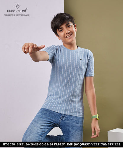 Vertical Stripes Ht 1078 Hugo Tylor Imported Boys Tshirt Supplier Ahmedabad
