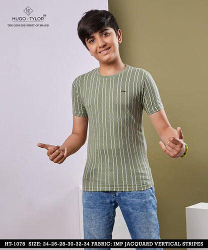 Vertical Stripes Ht 1078 Hugo Tylor Imported Boys Tshirt Supplier Ahmedabad