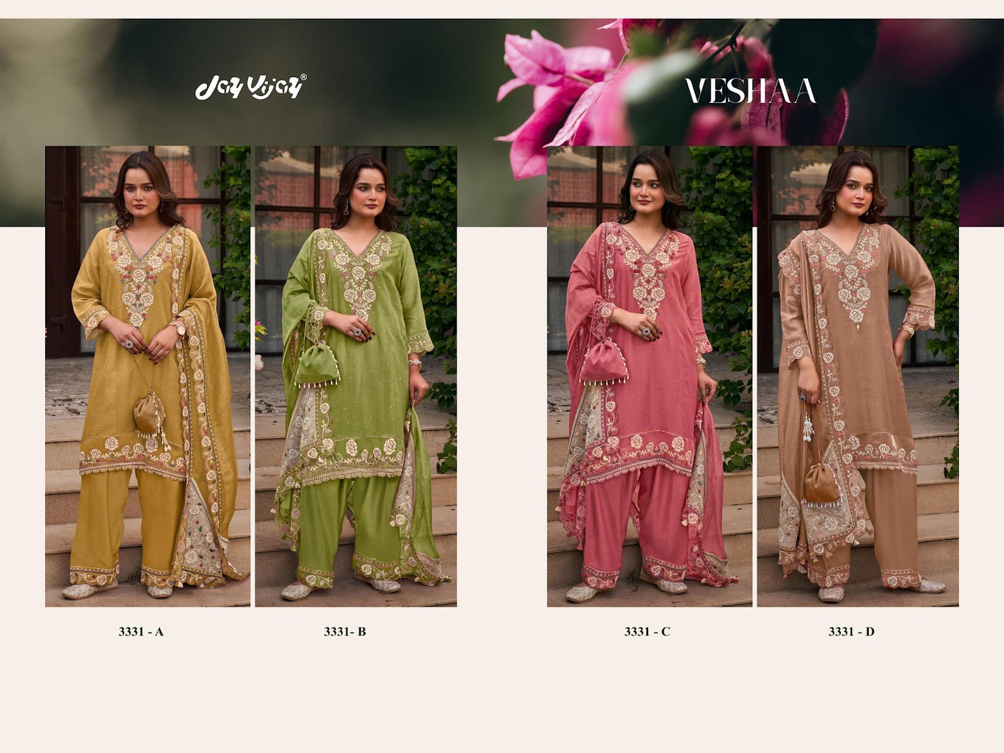 Veshaa 3331 Jay Vijay Mal Chanderi Pant Style Suits Supplier