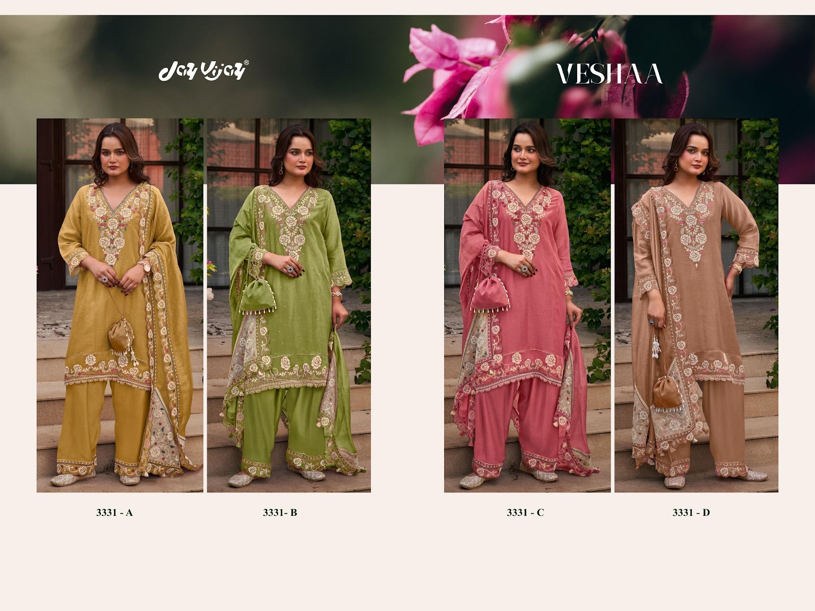 Veshaa 3331 Jay Vijay Mal Chanderi Pant Style Suits Supplier