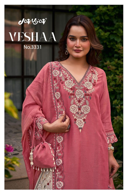 Veshaa 3331 Jay Vijay Mal Chanderi Pant Style Suits Supplier