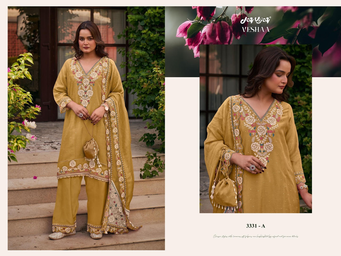Veshaa 3331 Jay Vijay Mal Chanderi Pant Style Suits Supplier