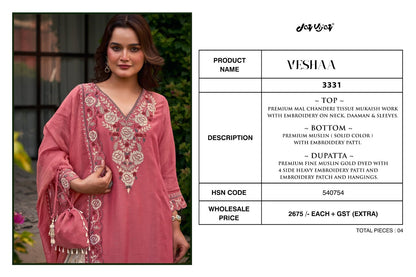 Veshaa 3331 Jay Vijay Mal Chanderi Pant Style Suits Supplier