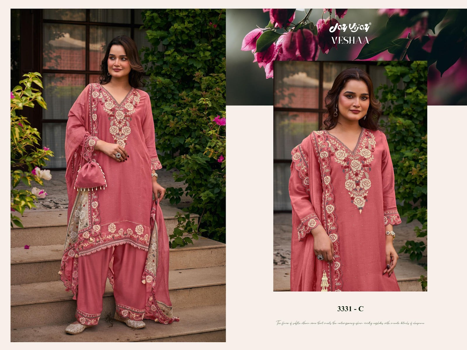Veshaa 3331 Jay Vijay Mal Chanderi Pant Style Suits Supplier