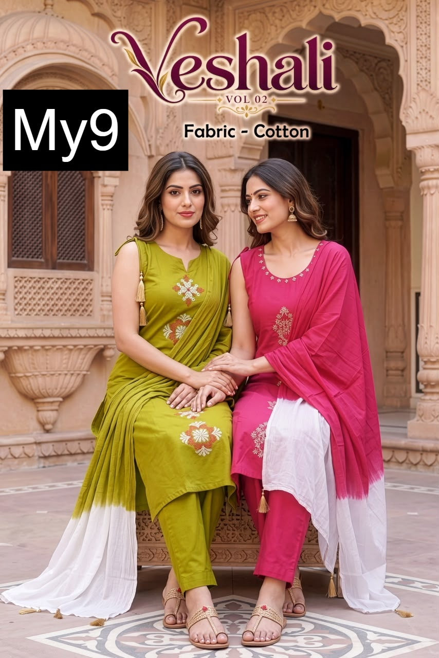 Veshali Vol 2 My9 Readymade Cotton Pant Suits Exporter
