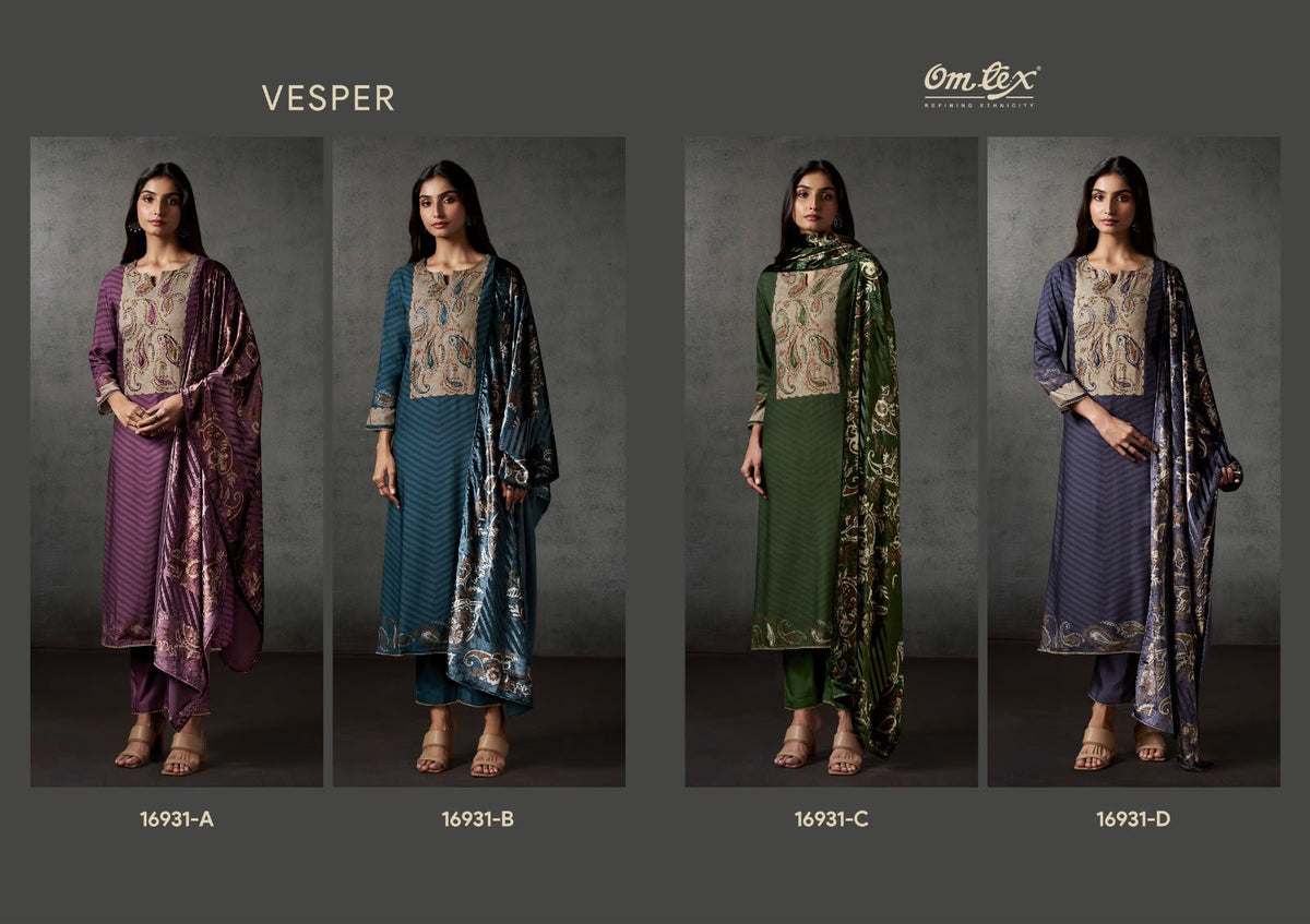 Vesper Omtex Cordroy Pashmina Suits Wholesale Rate