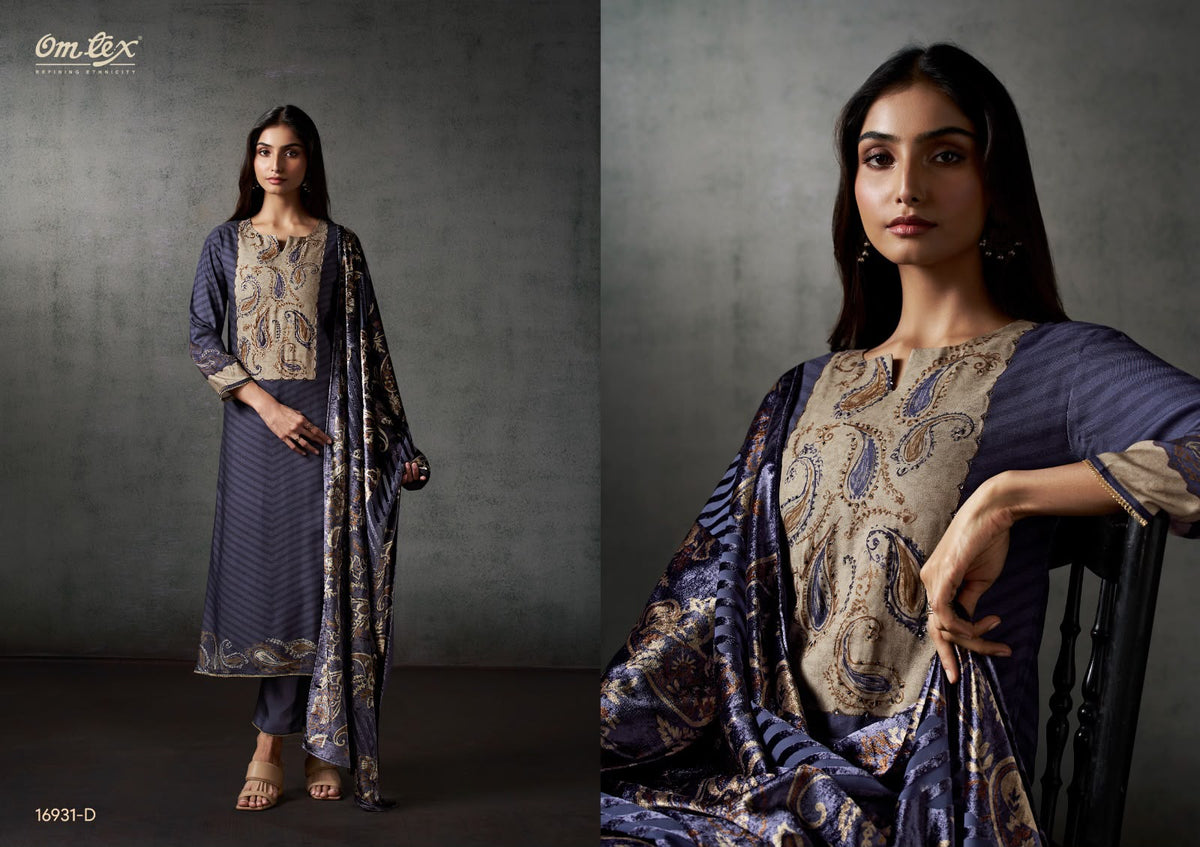 Vesper Omtex Cordroy Pashmina Suits Wholesale Rate
