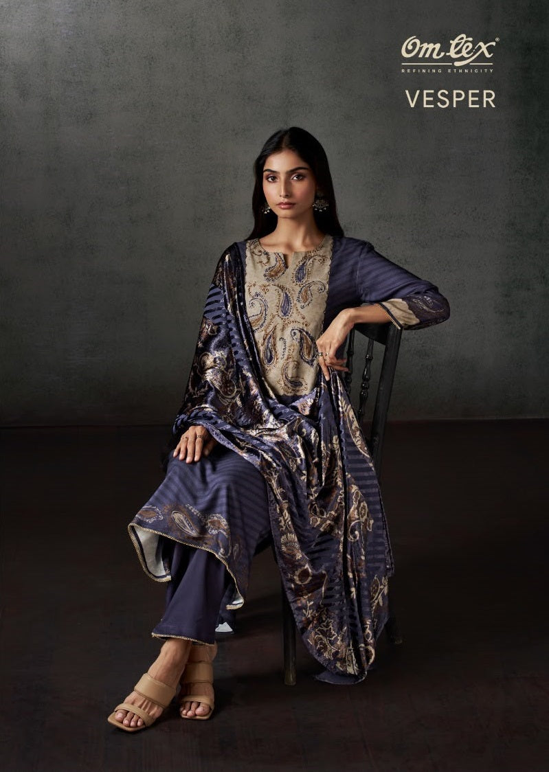 Vesper Omtex Cordroy Pashmina Suits Wholesale Rate