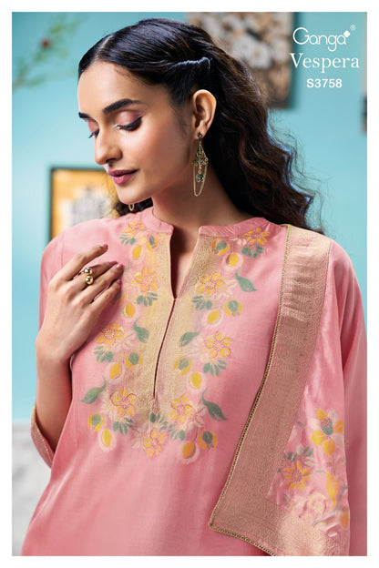 Vespera 3758 Ganga Premium Viscose Plazzo Style Suits Wholesaler India
