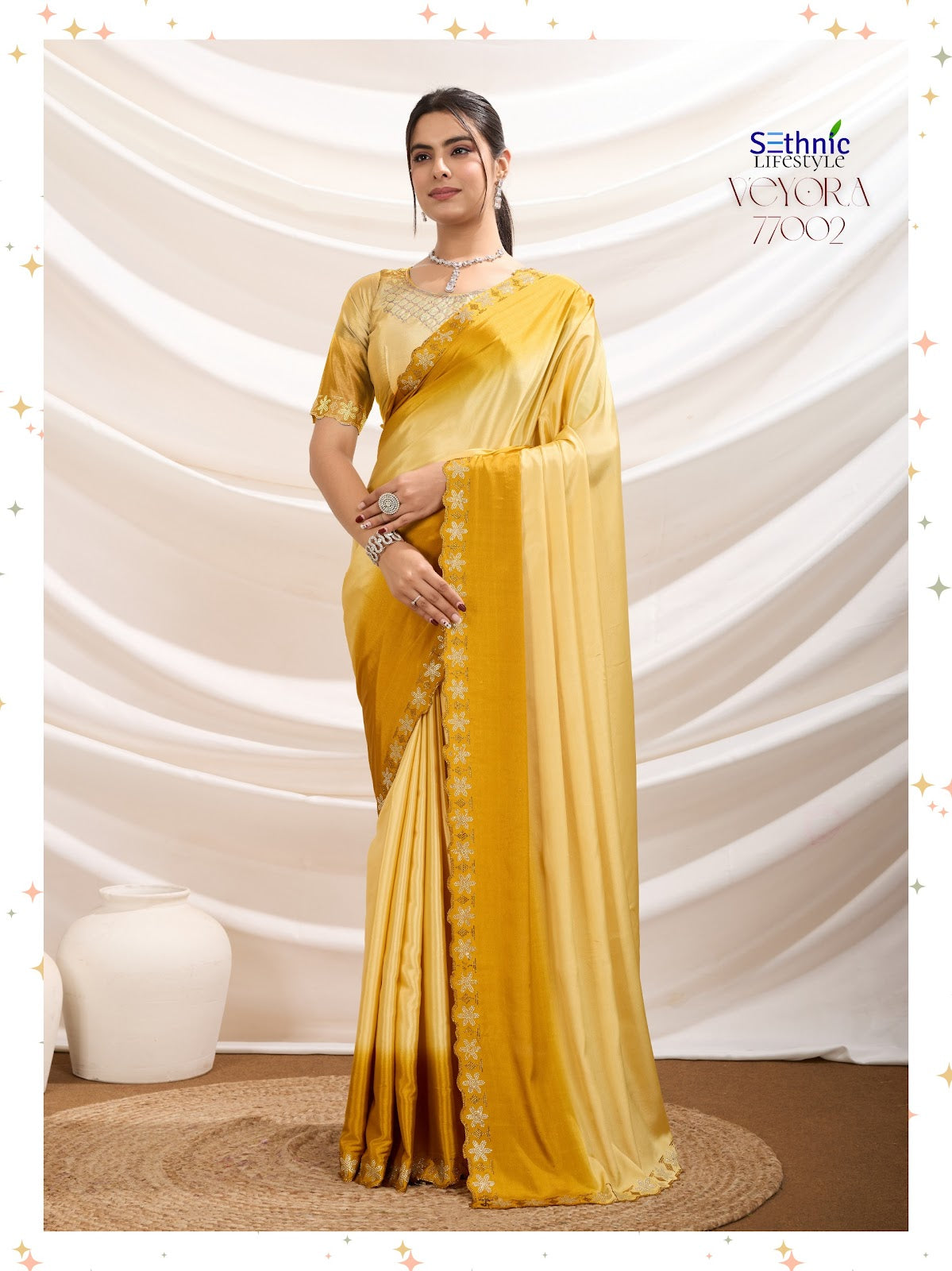 Veyora 77001 To 77003 Sethnic Crepe Sarees Exporter Ahmedabad