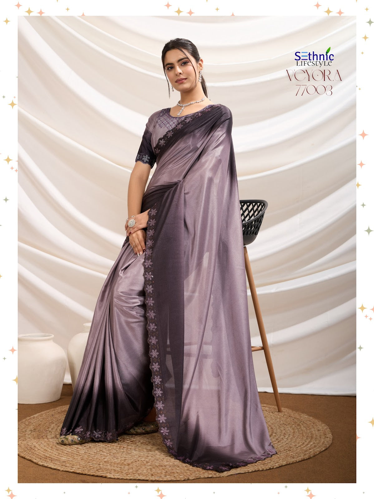 Veyora 77001 To 77003 Sethnic Crepe Sarees Exporter Ahmedabad