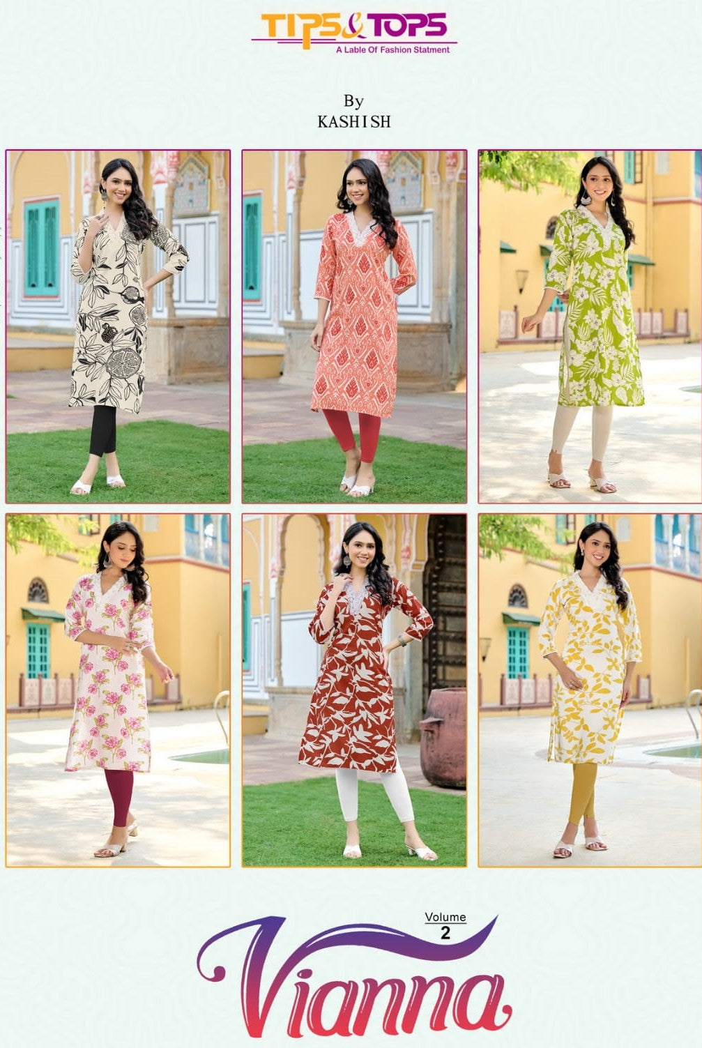 Viana Vol 2 Tips Tops Heavy Reyon Knee Length Kurtis Exporter Gujarat