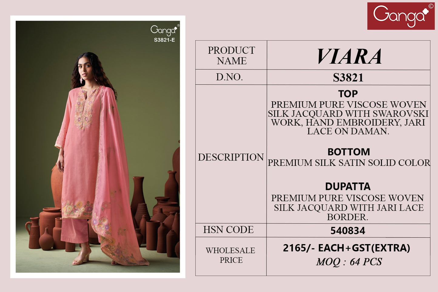 Viara 3821 Ganga Plazzo Style Suits Exporter